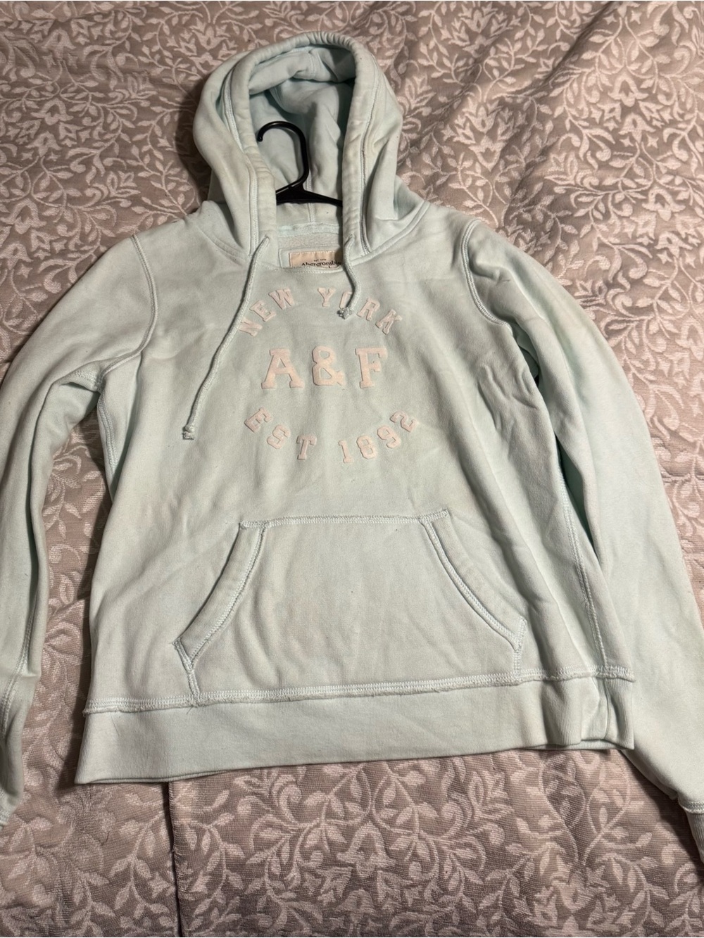 Abercrombie & Fitch Women’s Hoodie Large Mint Green A&F New York Pullover